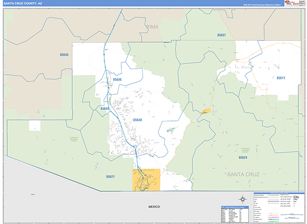 Santa Cruz County, AZ Zip Code Map